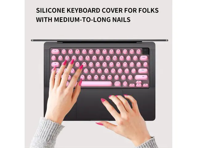Alt view image 2 of 5 - Tangxi Keyboard Cover, Soft Silicone Protector for Long Nails with Tower Shaped Cylindrical Key Design, for MacOS Pro 14 16 Air 13 15 2021 to 2024 (Pink)