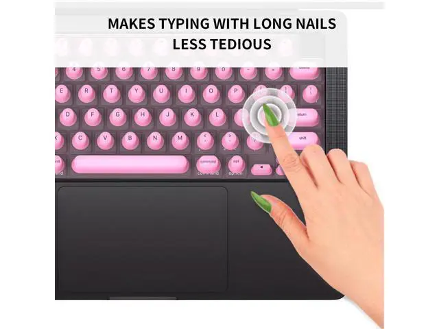 Alt view image 3 of 5 - Tangxi Keyboard Cover, Soft Silicone Protector for Long Nails with Tower Shaped Cylindrical Key Design, for MacOS Pro 14 16 Air 13 15 2021 to 2024 (Pink)