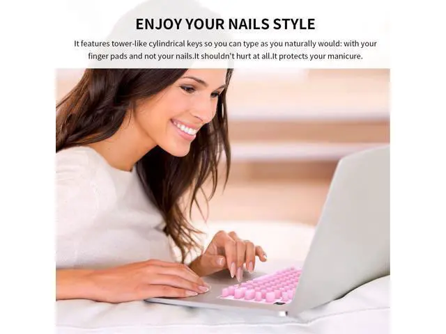 Alt view image 4 of 5 - Tangxi Keyboard Cover, Soft Silicone Protector for Long Nails with Tower Shaped Cylindrical Key Design, for MacOS Pro 14 16 Air 13 15 2021 to 2024 (Pink)