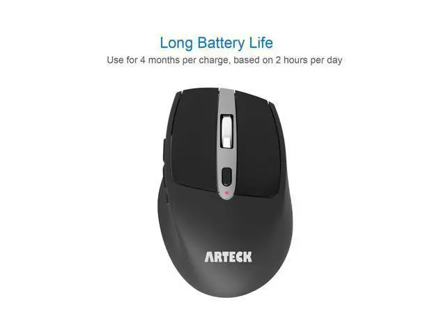 Alt view image 5 of 5 - Arteck Wireless Mouse, 2.4G USB Wireless Ergonomic Optical Mouse, with Nano USB Receiver Silent Clicking Side Switch Buttons for Computer/Desktop/PC/Laptop and Windows 11/10 Rechargeable Battery