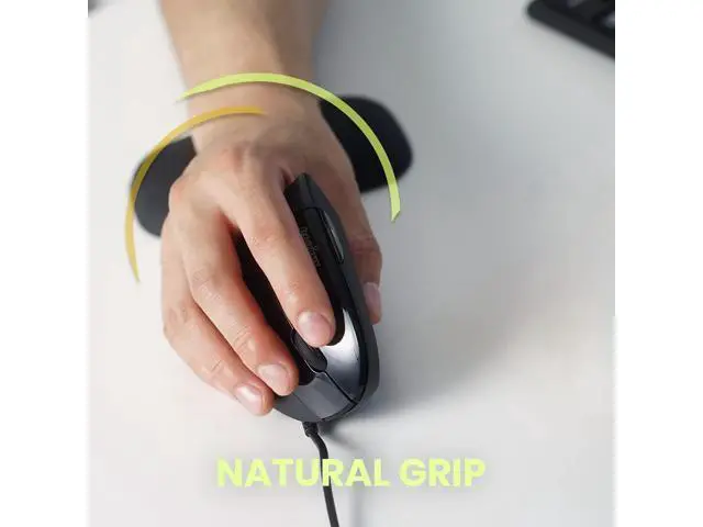 Alt view image 4 of 5 - Perixx PERIMICE-513 Wired Ergonomic Vertical Mouse - 6 Buttons with 1000/1600/3200/6400 DPI - Right-Handed Design - Wired USB 5.9ft Cable - Black