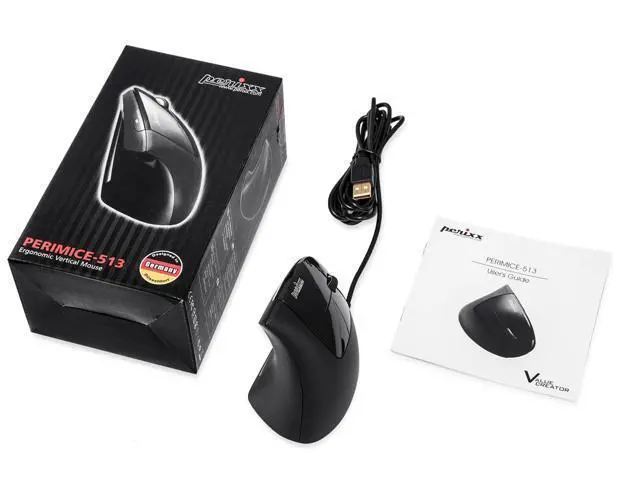 Alt view image 5 of 5 - Perixx PERIMICE-513 Wired Ergonomic Vertical Mouse - 6 Buttons with 1000/1600/3200/6400 DPI - Right-Handed Design - Wired USB 5.9ft Cable - Black