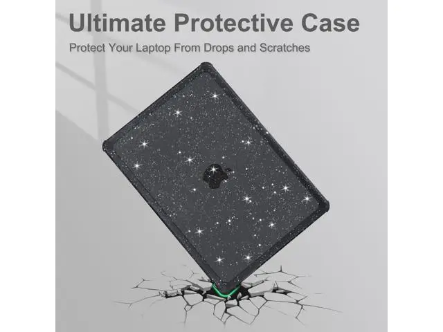 Alt view image 3 of 5 - MOSISO Compatible with MacBook Air 13 inch Case 2025 2024 2023 2022 M4 A3240 M3 A3113 M2 A2681, Anti-Cracking TPU Bumper Glitter Hard Case&Keyboard Cover&Screen Film for MacBook Air 13.6, Black