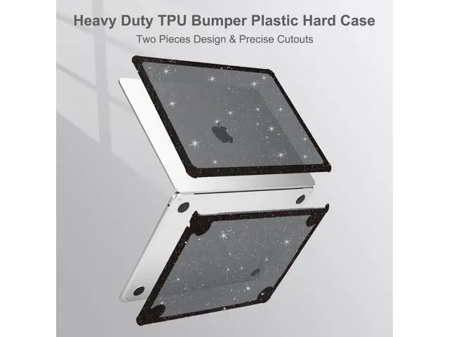Alt view image 5 of 5 - MOSISO Compatible with MacBook Air 13 inch Case 2025 2024 2023 2022 M4 A3240 M3 A3113 M2 A2681, Anti-Cracking TPU Bumper Glitter Hard Case&Keyboard Cover&Screen Film for MacBook Air 13.6, Black
