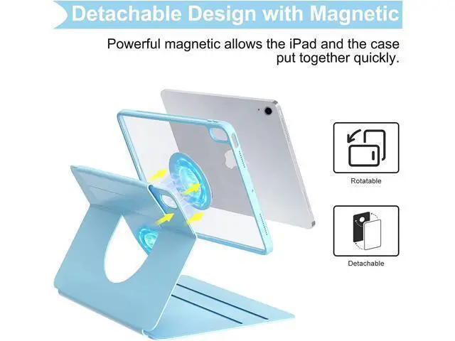 Alt view image 2 of 5 - Vertical Keyboard Case for iPad 11 inch 2025(A16) with Mouse, Aslo for iPad 10 2022 with Pencil Holder, Magnetic Rotating Clear Case (Magnetic-Teal)