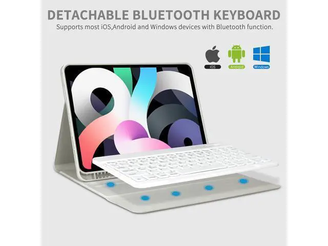 Alt view image 4 of 5 - Keyboard Case for iPad Air 11 inch (M3 2025 / M2 2024) & iPad Pro 11 inch (4th/3rd/2nd/1st) Gen - Magnetic Detachable Bluetooth Keyboard with Pencil Holder for 10.9" iPad Air 4th/5th Gen (Gray)