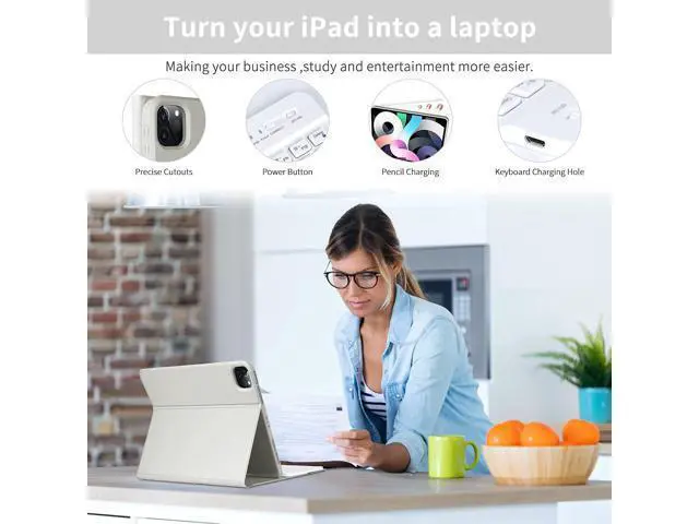 Alt view image 5 of 5 - Keyboard Case for iPad Air 11 inch (M3 2025 / M2 2024) & iPad Pro 11 inch (4th/3rd/2nd/1st) Gen - Magnetic Detachable Bluetooth Keyboard with Pencil Holder for 10.9" iPad Air 4th/5th Gen (Gray)