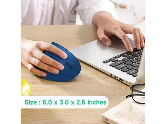 Alt view image 2 of 5 - tlkawzy Ergonomic Vertical Wireless Mouse Stylish Rechargeable 2.4G Optical Mice Cordless Mouse with USB Receiver, 800/1200 /1600 DPI, 5 Buttons for Laptop,PC,Mac,Computer (Blue)