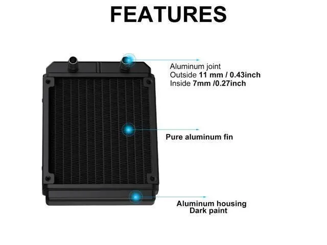 Alt view image 4 of 5 - Clyxgs Water Cooling Radiator, 12 Pipe Aluminum Heat Exchanger Radiator with Tube for PC CPU Computer Water Cool System DC12V 120mm