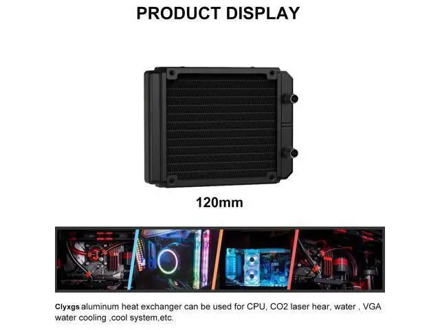 Alt view image 5 of 5 - Clyxgs Water Cooling Radiator, 12 Pipe Aluminum Heat Exchanger Radiator with Tube for PC CPU Computer Water Cool System DC12V 120mm