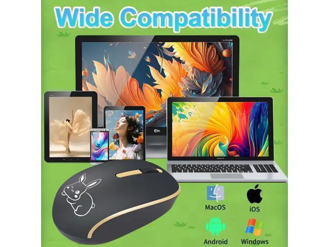 Alt view image 5 of 5 - Wireless Type-C + USB-A Mouse,Silent Portable Lightweight Small Cordless Optical Mouse Dual Interface Plug and Play 3 Buttons for Mobile Phone Tablet Laptop MacBook PC, Boy Girl Men Women Gift (Black)