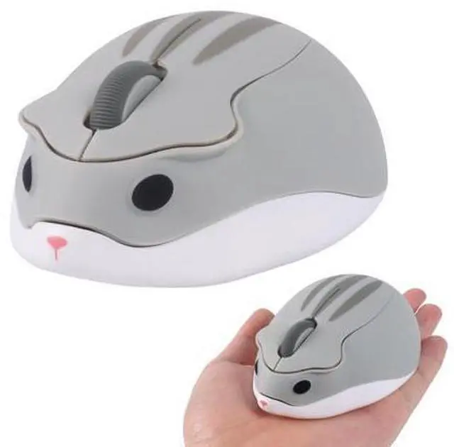 Main image of Wireless Mouse Bluetooth Cute Cartoon Hamster Shape Computer Mice with USB Receiver 2.4GHz & Bluetooth Dual-Mode Silent Kawaii USB Cordless Mouse for Laptop PC Tablet Macbook Kids Adults Gift, Grey