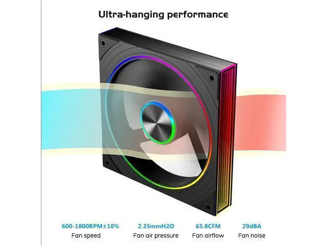 Alt view image 3 of 5 - Jungle Leopard Transwarp 140mm PC ARGB Reverse Blade Case Fan, Infinity Mirror 5V ARGB PWM Case Fan 140mm Single PackSuitable for Computer Case Pc Cooling Fans-Black
