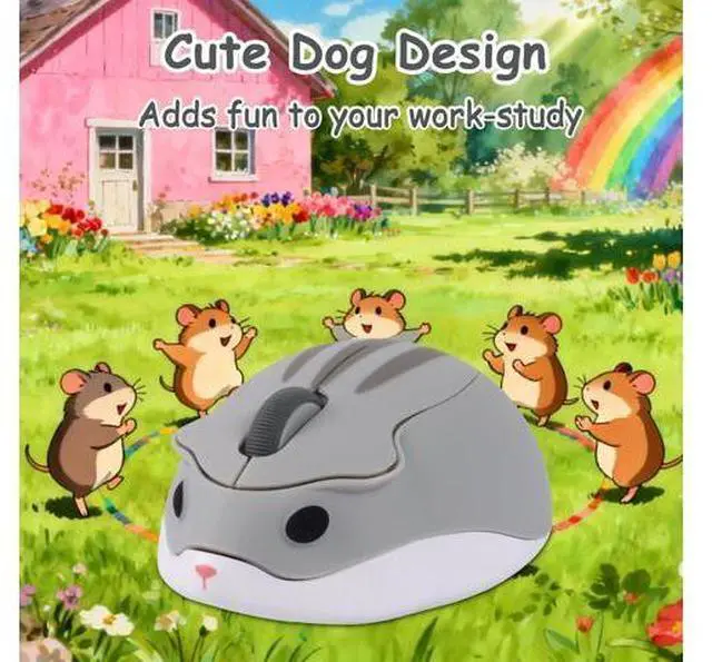 Alt view image 2 of 5 - Wireless Mouse Bluetooth Cute Cartoon Hamster Shape Computer Mice with USB Receiver 2.4GHz & Bluetooth Dual-Mode Silent Kawaii USB Cordless Mouse for Laptop PC Tablet Macbook Kids Adults Gift, Grey