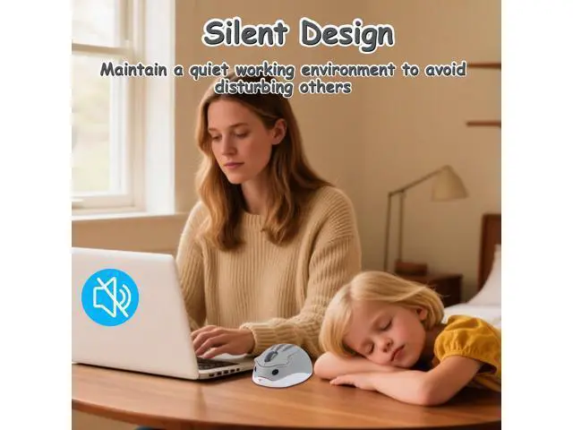 Alt view image 4 of 5 - Wireless Mouse Bluetooth Cute Cartoon Hamster Shape Computer Mice with USB Receiver 2.4GHz & Bluetooth Dual-Mode Silent Kawaii USB Cordless Mouse for Laptop PC Tablet Macbook Kids Adults Gift, Grey