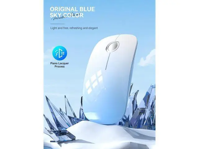 Alt view image 2 of 5 - RAPIQUE Bluetooth Wireless Mouse - (BT5.1+USB) Dual Connectivity, Quiet Click, Low Power, and 1600 DPI, Portable Cordless Mouse for Laptop, MacBook Pro/Air, iPad (Gradient Sky Blue)
