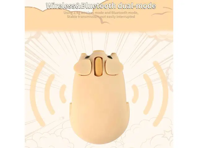Alt view image 4 of 5 - Wireless Bluetooth Mouse, Dual Mode(Bluetooth & 2.4G USB) Cute Little Pig Computer Mouse,1200DPI Mini Pig Mice for PC Laptop Computer Kids Gift (Yellow)