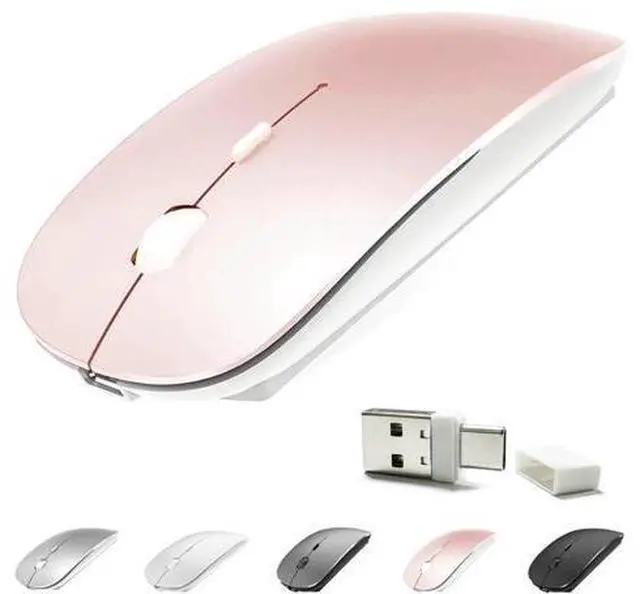 Main image of KLO 4 Modes Rechargeable Bluetooth Mouse BT3.0/5.2+USB-2.4G/Type-C,Wireless Mouse for MacBook pro/MacBook air/Laptop/iMac/ipad/Notebook/pc (BT/USB-C Rose Gold)