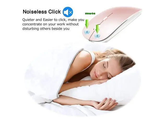 Alt view image 5 of 5 - KLO 4 Modes Rechargeable Bluetooth Mouse BT3.0/5.2+USB-2.4G/Type-C,Wireless Mouse for MacBook pro/MacBook air/Laptop/iMac/ipad/Notebook/pc (BT/USB-C Rose Gold)