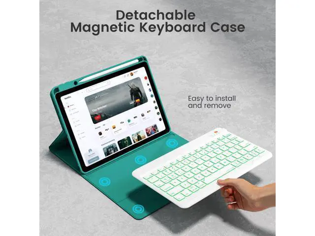 Alt view image 4 of 5 - OPAKIT Keyboard Case for iPad Air 5th/4th Pro 11 inch, 7-Color Backlit Detachable Wireless Keyboard Case with Pencil Holder, Stand Folio Cover for Gen 2020/2022, Pro 4th/3rd/2nd/1st Gen, Teal