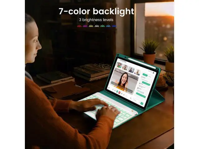 Alt view image 5 of 5 - OPAKIT Keyboard Case for iPad Air 5th/4th Pro 11 inch, 7-Color Backlit Detachable Wireless Keyboard Case with Pencil Holder, Stand Folio Cover for Gen 2020/2022, Pro 4th/3rd/2nd/1st Gen, Teal