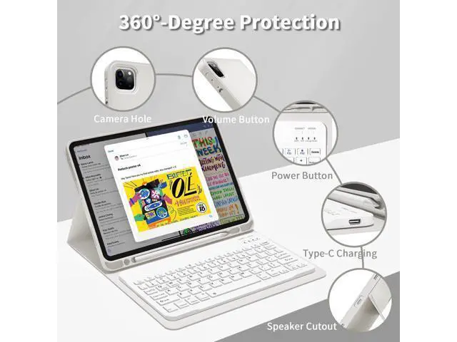 Alt view image 2 of 5 - GKABXY Keyboard Case for iPad Pro 11 inch (4th/3rd/2nd/1st Gen) 2022/2021/2020/2018, Detachable Wireless Bluetooth Keyboard Case with Pencil Holder for iPad Pro 11", Auto Sleep/Wake (Gray)