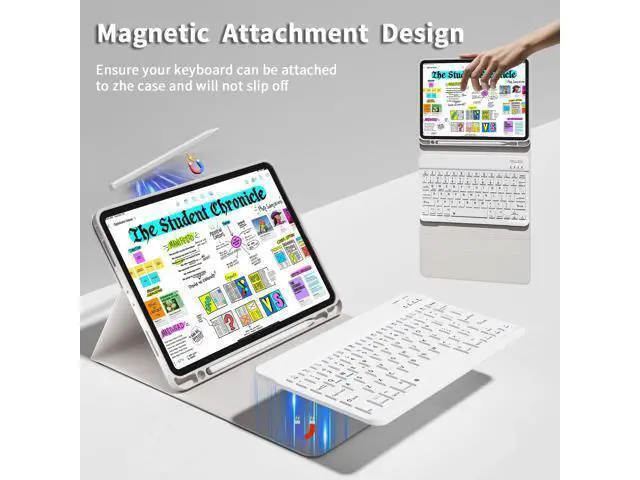 Alt view image 3 of 5 - GKABXY Keyboard Case for iPad Pro 11 inch (4th/3rd/2nd/1st Gen) 2022/2021/2020/2018, Detachable Wireless Bluetooth Keyboard Case with Pencil Holder for iPad Pro 11", Auto Sleep/Wake (Gray)
