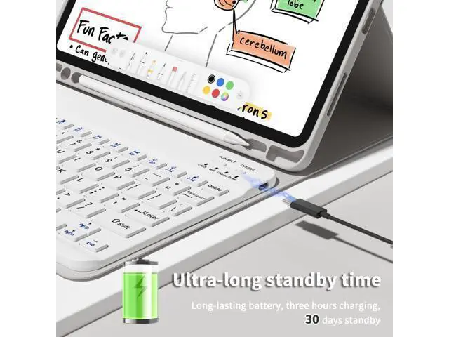 Alt view image 5 of 5 - GKABXY Keyboard Case for iPad Pro 11 inch (4th/3rd/2nd/1st Gen) 2022/2021/2020/2018, Detachable Wireless Bluetooth Keyboard Case with Pencil Holder for iPad Pro 11", Auto Sleep/Wake (Gray)