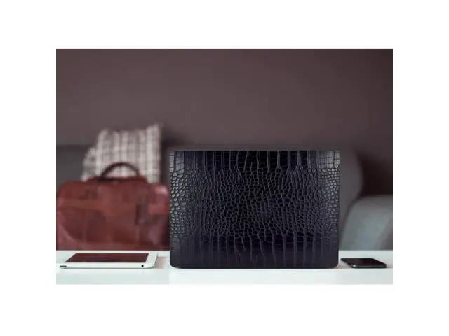 Alt view image 5 of 5 - KEROM Compatible with MacBook Pro 14 Inch Case 2025-2021 M5 M4 M3 M2 M1 Chip A3434 A3112 A3185 A3401 A2918 A2992 A2779 A2442, Crocodile Aligator Skin PU Leather Hardshell & Keyboard Cover, Black