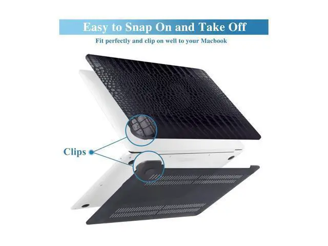 Alt view image 3 of 5 - KEROM Compatible with MacBook Pro 14 Inch Case 2025-2021 M5 M4 M3 M2 M1 Chip A3434 A3112 A3185 A3401 A2918 A2992 A2779 A2442, Crocodile Aligator Skin PU Leather Hardshell & Keyboard Cover, Black