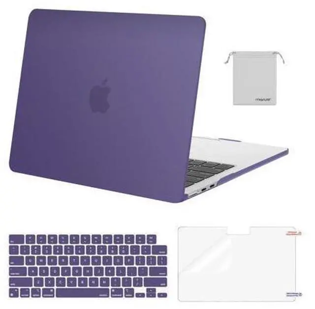 Main image of MOSISO Compatible with MacBook Air 13 inch Case 2025 2024 2023 2022 M4 A3240 M3 A3113 M2 A2681, Plastic Hard Shell&Keyboard Cover&Screen Film&Pouch for MacBook Air 13.6 inch Case, Imperial Purple