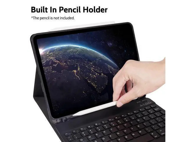 Alt view image 5 of 5 - Nsyee Keyboard Case for iPad Air 11 inch M2 2024/M3 2025/iPad Air 4th/5th 10.9 inch & iPad Pro 11 inch (4th/3rd/2nd/1st), Built-in Pencil Holder, Detachable Bluetooth Keyboard Case, Black