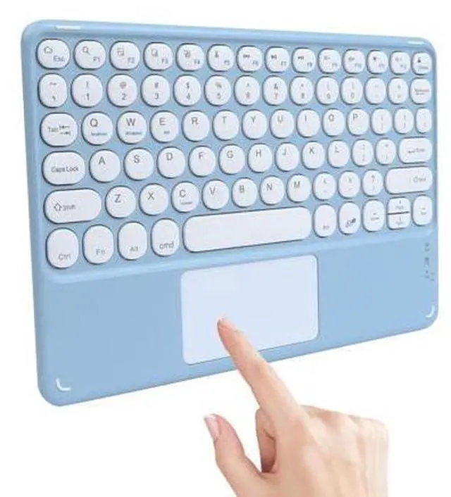 Main image of Wireless Bluetooth Keyboard with Touchpad,10 Inch Round Key Wireless Keyboard Rechargeable Portable Office for iOS Android Windows Devices (Blue)