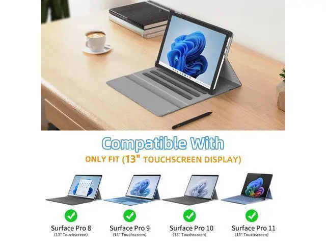 Alt view image 2 of 5 - SSS·GRGB Case fit 13 Inch Microsoft Surface Pro 11/10/9/8, Multiple Angle Viewing Portfolio Business Cover with Stylus Holder & Pocket, Compatible with Type Cover Keyboard & Dock,Black