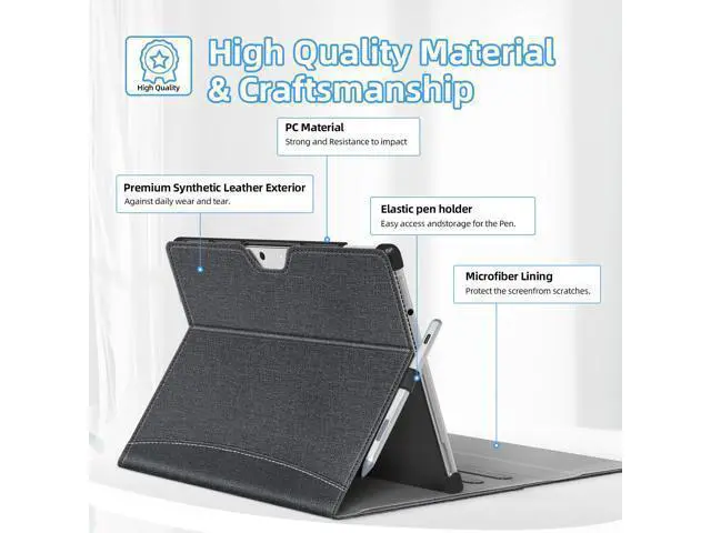 Alt view image 3 of 5 - SSS·GRGB Case fit 13 Inch Microsoft Surface Pro 11/10/9/8, Multiple Angle Viewing Portfolio Business Cover with Stylus Holder & Pocket, Compatible with Type Cover Keyboard & Dock,Black
