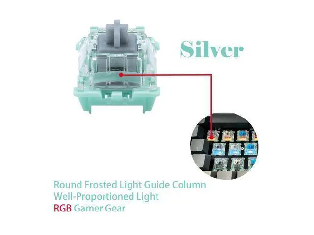 Alt view image 3 of 5 - Gateron Jade Series Pre-Lubed Linear Silver Keyboard Switch,3-Pin 45gf Double Spring Switche,for MX Gaming Mechanical Keyboard(Jade Sliver,90PCS)