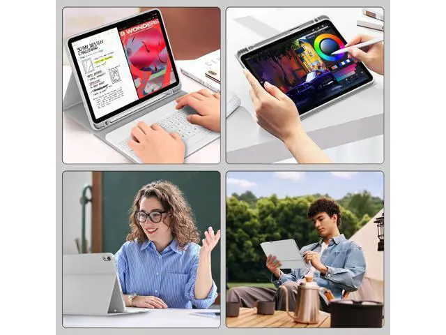 Alt view image 2 of 5 - SQQSOOZ Keyboard Case for iPad Air 11 Inch (M3/M2, 2025/2024), for iPad Air 5th/4th Generation (10.9 Inch, 2022/2020), Magnetic Detachable Bluetooth Keyboard, Folio Cover with Pencil Holder, Gray