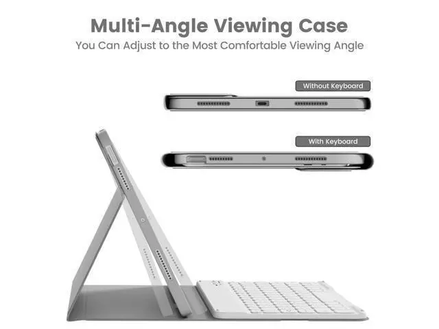 Alt view image 3 of 5 - SQQSOOZ Keyboard Case for iPad Air 11 Inch (M3/M2, 2025/2024), for iPad Air 5th/4th Generation (10.9 Inch, 2022/2020), Magnetic Detachable Bluetooth Keyboard, Folio Cover with Pencil Holder, Gray