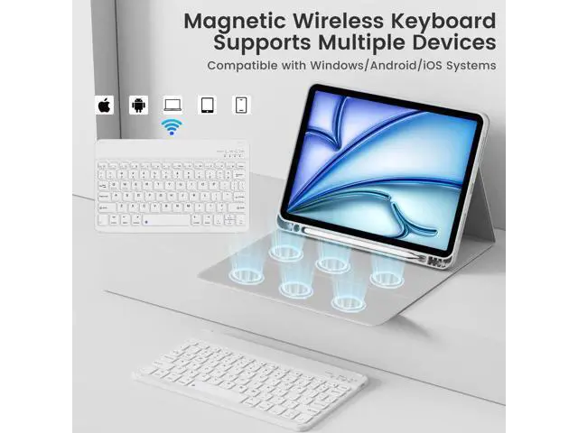 Alt view image 4 of 5 - SQQSOOZ Keyboard Case for iPad Air 11 Inch (M3/M2, 2025/2024), for iPad Air 5th/4th Generation (10.9 Inch, 2022/2020), Magnetic Detachable Bluetooth Keyboard, Folio Cover with Pencil Holder, Gray