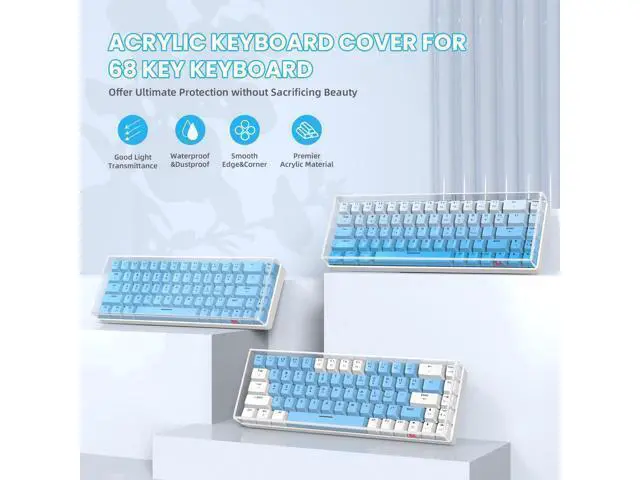 Alt view image 2 of 5 - ZIYOU LANG KC02 Acrylic Clear Transparent Keyboard Cover(12.28*4*0.9) with Dustproof Waterproof Anti-hit Anti-cat Protective Case for 65% Small Layout 61Key 64Key 68Key Mechanical Gaming Keyboard