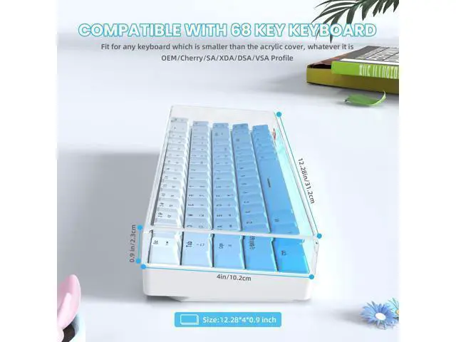 Alt view image 5 of 5 - ZIYOU LANG KC02 Acrylic Clear Transparent Keyboard Cover(12.28*4*0.9) with Dustproof Waterproof Anti-hit Anti-cat Protective Case for 65% Small Layout 61Key 64Key 68Key Mechanical Gaming Keyboard