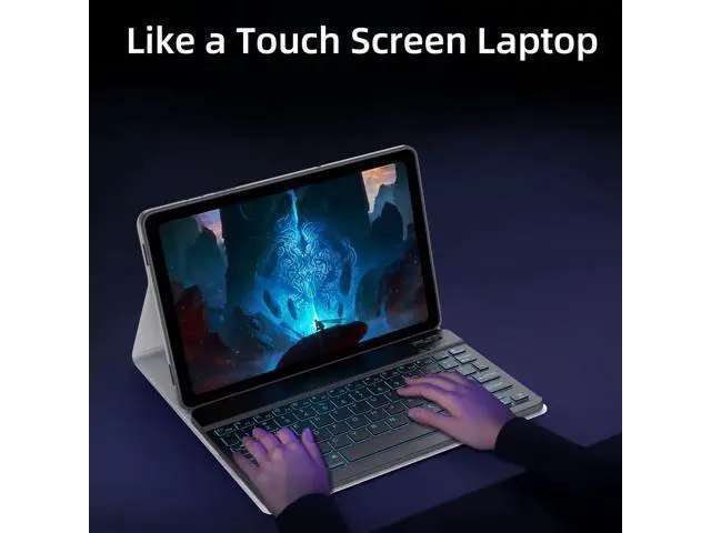 Alt view image 3 of 5 - Backlit Keyboard Case for Samsung Galaxy Tab A9+/A9 Plus 11" 2023(SM-X210/X216/X218), 7 Colors Backlight Detachable Wireless Keyboard Magnetic Case,PU Folio Cover Case for Tab A9+ 5G (Black)