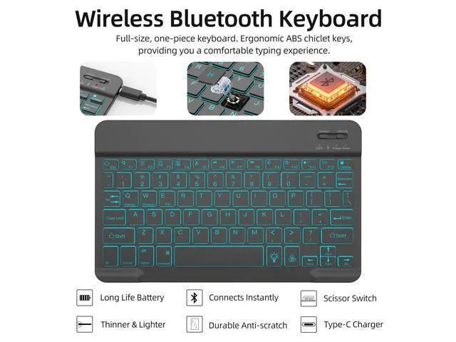 Alt view image 5 of 5 - Backlit Keyboard Case for Samsung Galaxy Tab A9+/A9 Plus 11" 2023(SM-X210/X216/X218), 7 Colors Backlight Detachable Wireless Keyboard Magnetic Case,PU Folio Cover Case for Tab A9+ 5G (Black)