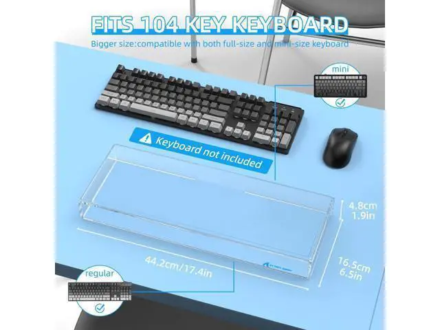 Alt view image 2 of 5 - Attack Shark KC04 Acrylic Clear Transparent Keyboard Cover(17.4 * 6.5 * 1.89 inch) with Dustproof Waterproof Anti-hit Anti-cat Protective Case for Standard 104Key Mechanical Gaming Keyboard