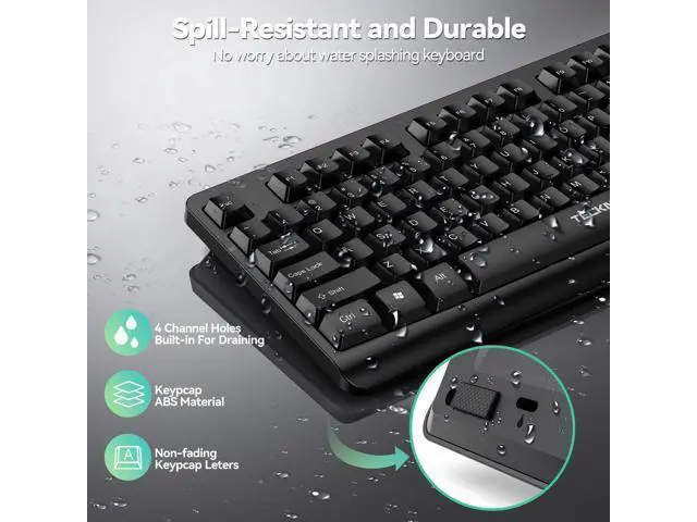 Alt view image 5 of 5 - TECKNET Wireless Keyboard and Mouse Combo, Full Size Silent Ergonomic Keyboard and Mouse, Long Battery Life, Optical Mouse, Spill-Resistant, 2.4G Lag-Free Cordless Mice Keyboard for PC,Laptop,Computer