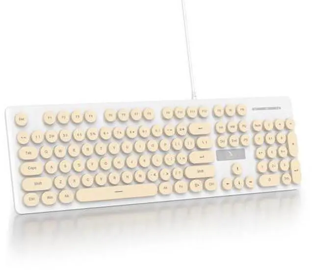 Main image of iRoboosta Retro Typewriter Coffee Keyboard Full Size, 104 Keys LED Backlit Wired Membrane Keyboard with Number Pad, Ultra Slim Quiet Home/Office Computer Keyboard for PC, Laptop, Desktop (Coffee)