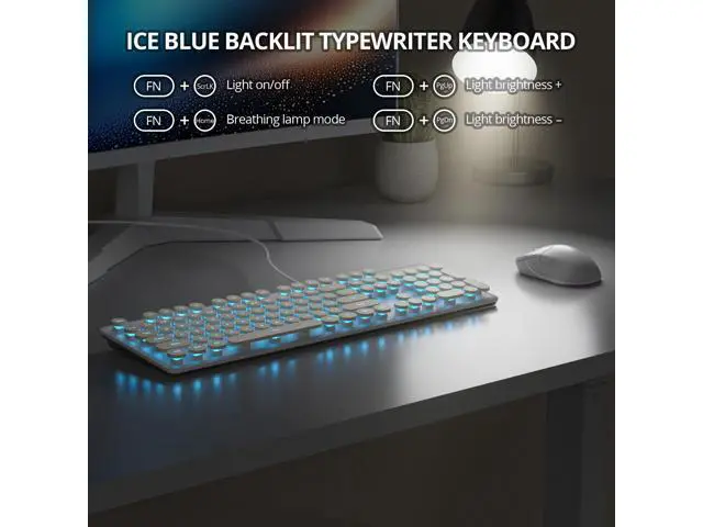 Alt view image 2 of 5 - iRoboosta Retro Typewriter Coffee Keyboard Full Size, 104 Keys LED Backlit Wired Membrane Keyboard with Number Pad, Ultra Slim Quiet Home/Office Computer Keyboard for PC, Laptop, Desktop (Coffee)