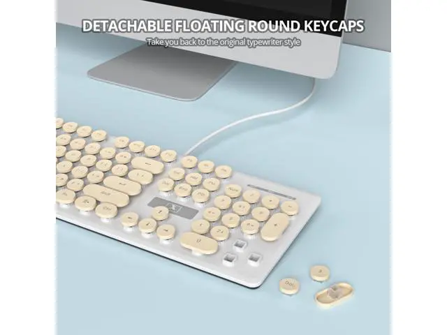 Alt view image 3 of 5 - iRoboosta Retro Typewriter Coffee Keyboard Full Size, 104 Keys LED Backlit Wired Membrane Keyboard with Number Pad, Ultra Slim Quiet Home/Office Computer Keyboard for PC, Laptop, Desktop (Coffee)