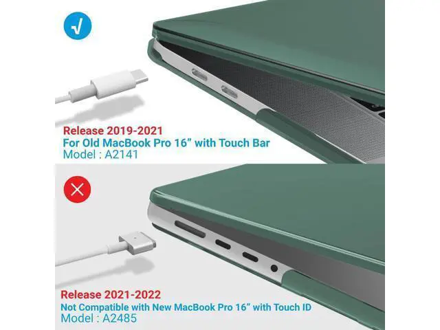 Alt view image 4 of 5 - IBENZER Compatible with MacBook Pro 16 Inch Case A2141 Release 2020 2019, Hard Shell Case with Keyboard Cover & Type C Adapter for Old Version Mac Pro 16, Midnight Green, T16-MTGN+1TC