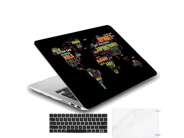 Alt view image 2 of 5 - MINGDAO Case Compatible MacBook Air 13 inch Retina Display Touch ID, Hard Protective Shell Keyboard Cover (M1 A2337 A2179 A1932, 2018-2020) - Typographical World Map Different Language Hello